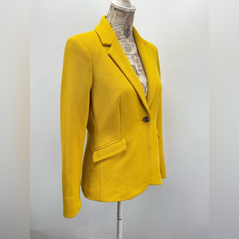 JULES & LEOPOLD Women's bright yellow textured blazer size S - Picture 7 of 14